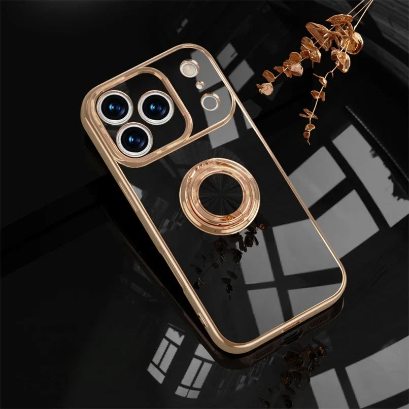 Magnetic Ring Stand iPhone Case with Shock Absorption & Microfiber Lining for iPhone 14-17 Models