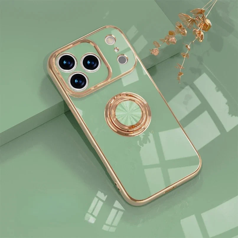 Magnetic Ring Stand iPhone Case with Shock Absorption & Microfiber Lining for iPhone 14-17 Models