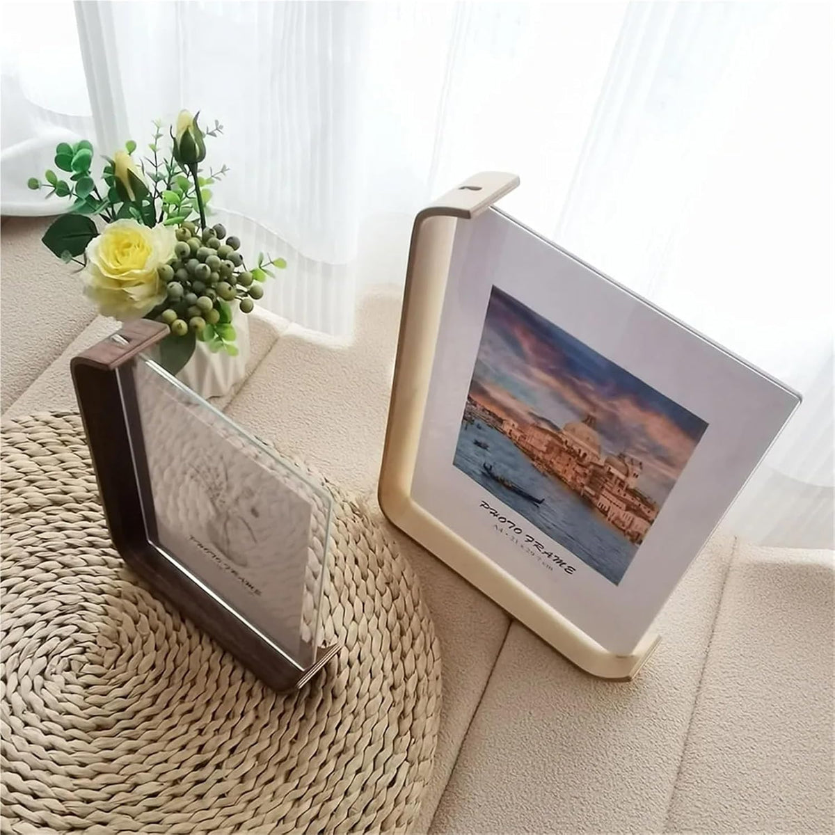 Elegant Acrylic Wood Photo Frame | Double-Sided Display for Versatile Showcasing