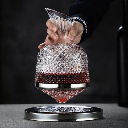 Elegant Crystal Wine Decanter | 360° Rotating Design for Enhanced Aeration