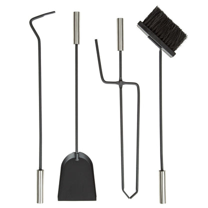 Elegant Fireplace Tool Set | 4-Piece Stainless Steel Fireplace Tools with Wall-Mounted Rack for Easy Access and Maintenance