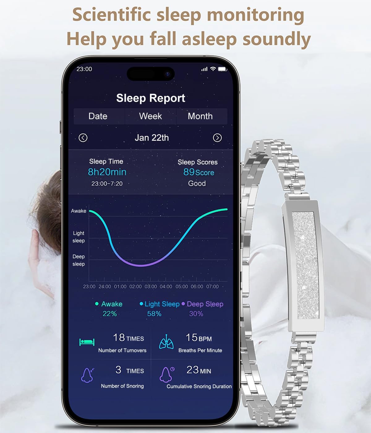 Elegant Fitness Tracker Bracelet with Heart Rate & Sleep Monitoring | Stylish Activity Tracker for Health Insights