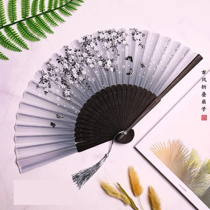 Ortekor Elegant Floral Hand Fan | Traditional Japanese Style with Intricate Design | Perfect Accessory for Comfort and Style