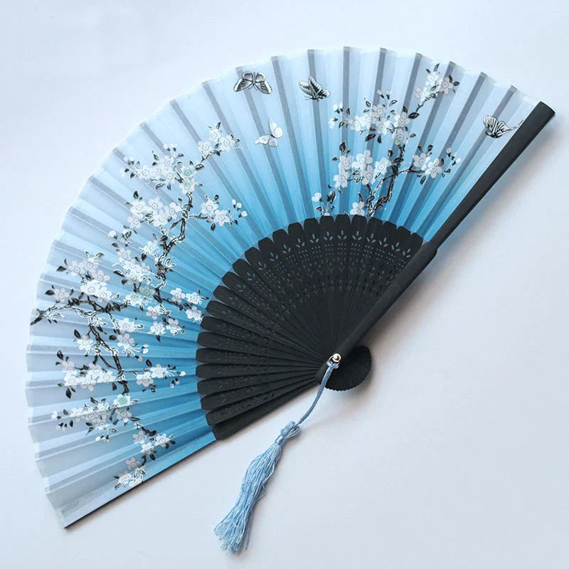 Ortekor Elegant Floral Hand Fan | Traditional Japanese Style with Intricate Design | Perfect Accessory for Comfort and Style