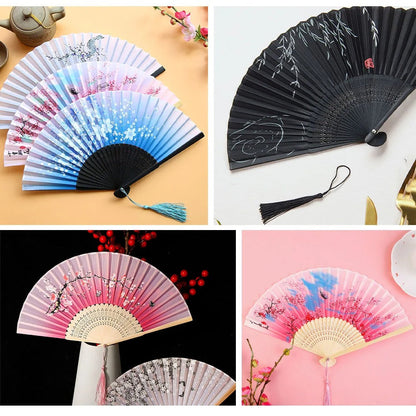 Ortekor Elegant Floral Hand Fan | Traditional Japanese Style with Intricate Design | Perfect Accessory for Comfort and Style