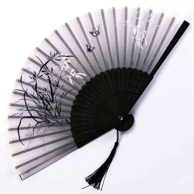 Ortekor Elegant Floral Hand Fan | Traditional Japanese Style with Intricate Design | Perfect Accessory for Comfort and Style