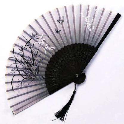 Ortekor Elegant Floral Hand Fan | Traditional Japanese Style with Intricate Design | Perfect Accessory for Comfort and Style
