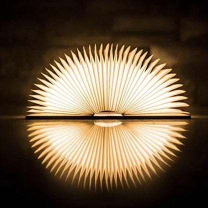 Ortekor Elegant Foldable Book Lamp Night Light with Wooden Cover & Adjustable Angles