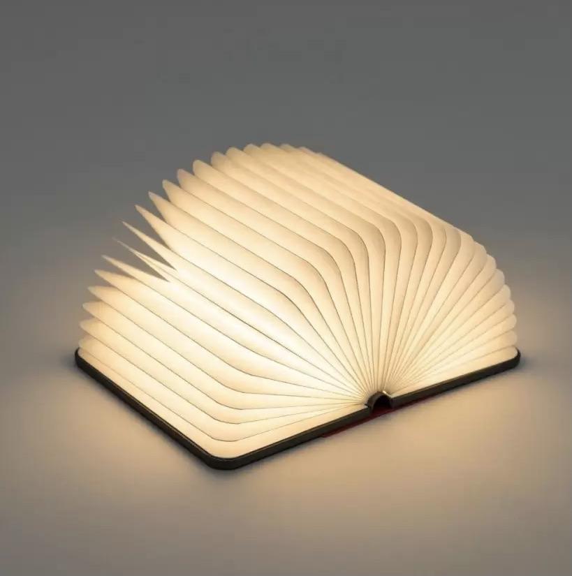 Ortekor Elegant Foldable Book Lamp Night Light with Wooden Cover & Adjustable Angles