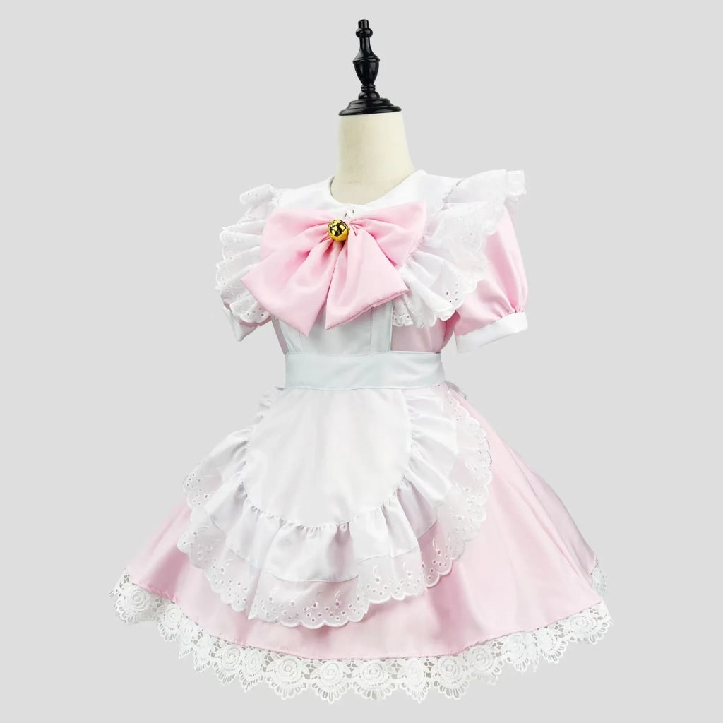 Elegant Gothic Maid Costume Set with Ruffled Dress & Apron for Halloween