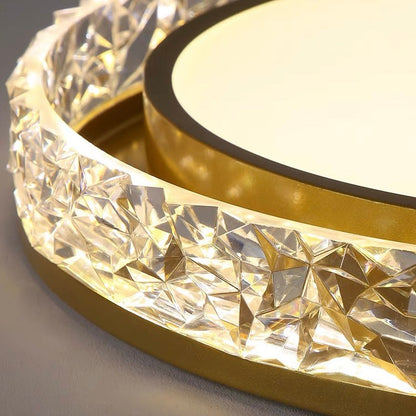 Elegant LED Ceiling Light | Remote Dimmable Flush Mount with Crystal Halo Design for Adjustable Ambiance