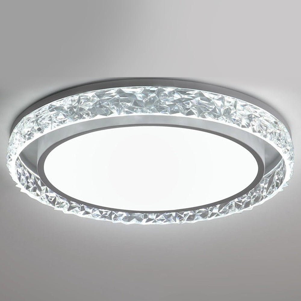 Elegant LED Ceiling Light | Remote Dimmable Flush Mount with Crystal Halo Design for Adjustable Ambiance