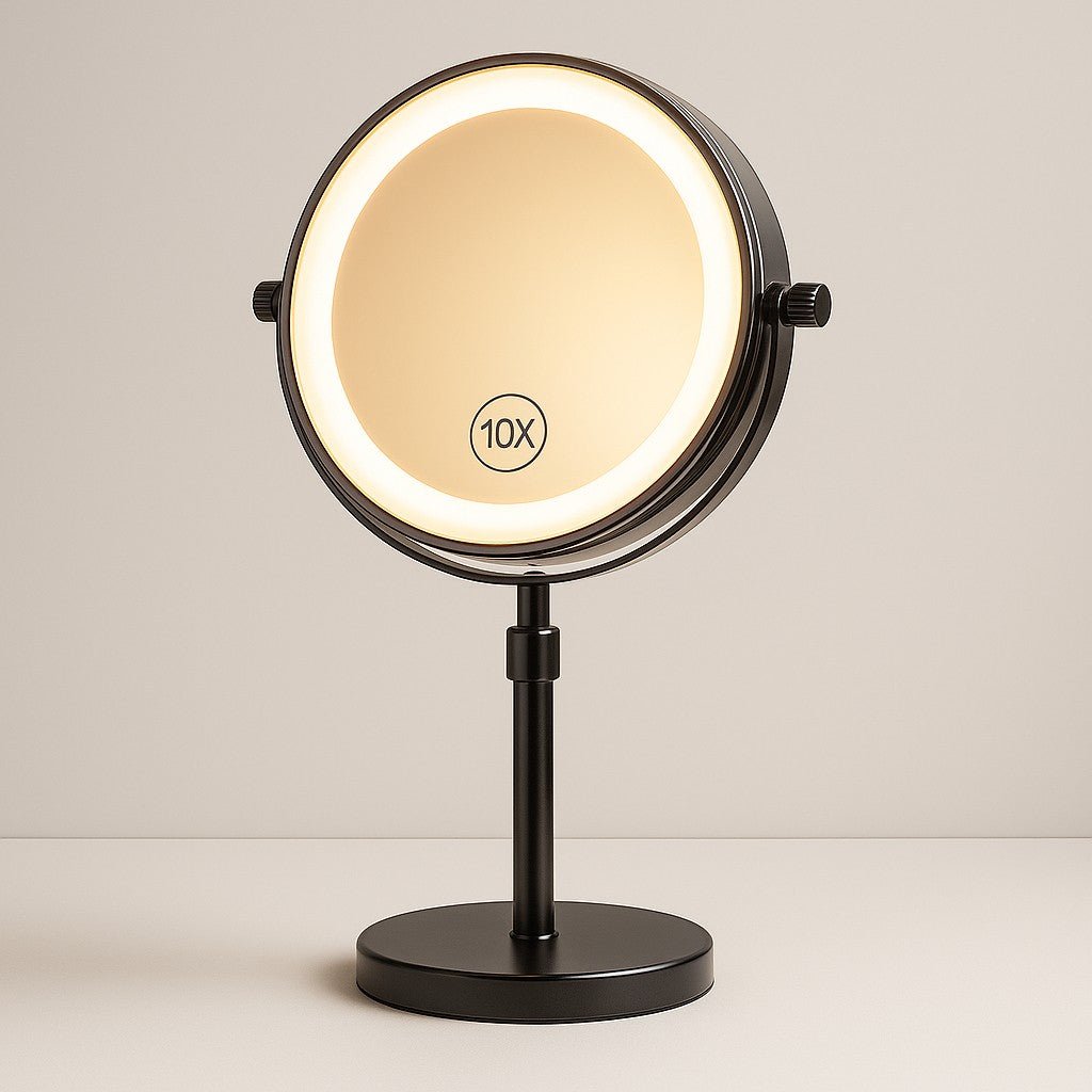Lighted Vanity Mirror with 10X Magnification, LED Makeup Mirror with Lights, Magnifying Makeup Mirror for Bathroom