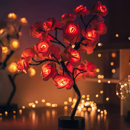 Table Lamps for Bedroom, LED Rose Flower Lamp with Soft Warm Light, Small Bedroom Lamp and Bedside Lamp for Decor