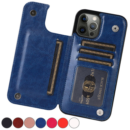 Elegant Leather Phone Wallet Case with Card Slots & Magnetic Closure for Stylish Protection