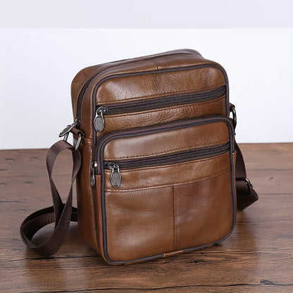 Elegant Leather Shoulder Bag for Men with Adjustable Strap | Versatile Design for Everyday Use