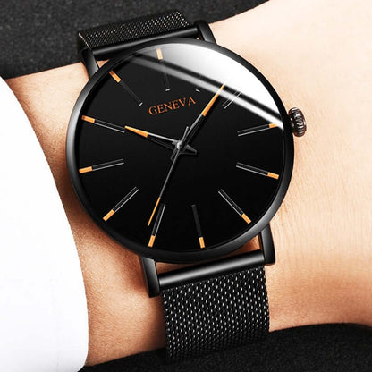 Men's Slim Quartz Analog Watch with Leather Strap – Lightweight Dress Watch for Everyday Wear, Office & Evening