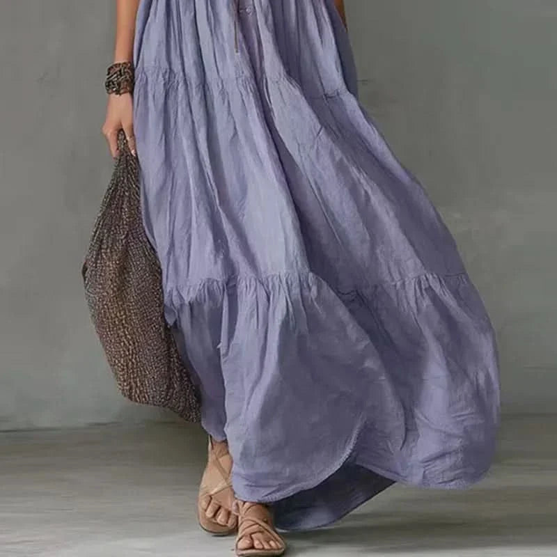 SUMMERFLOW – Sleeveless Strap Dress with Loose Boho Elegance