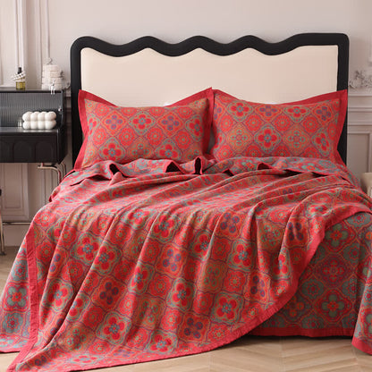 Elegant Reversible Cotton Quilt with Petal Flower Pattern for All Seasons