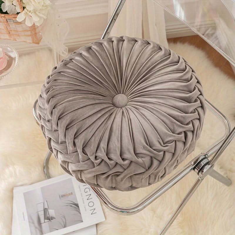 Veloura - Pleated Round Velvet Cushion