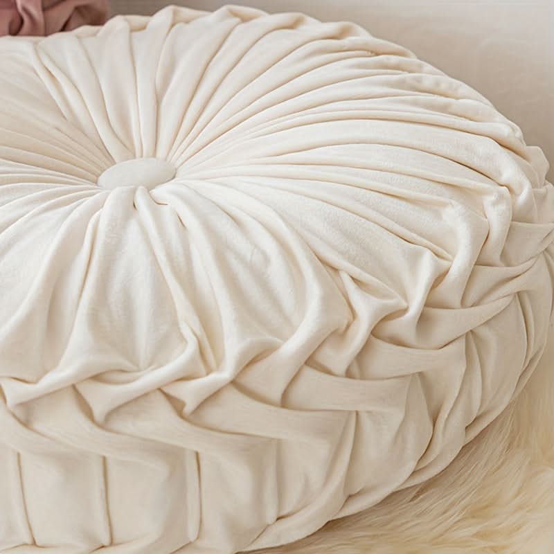 Veloura - Pleated Round Velvet Cushion