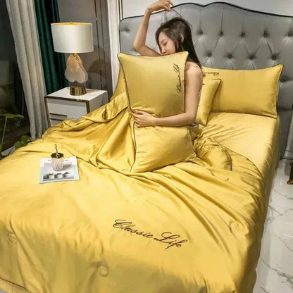 Elegant Silk Cooling Blanket with Embroidery | Lightweight and Breathable for Comfortable Summer Nights