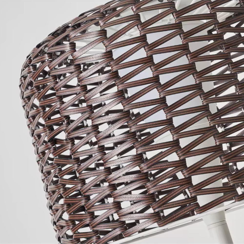 Elegant Solar Outdoor Floor Lamp with Integrated LED & Woven Shade for Ambiance