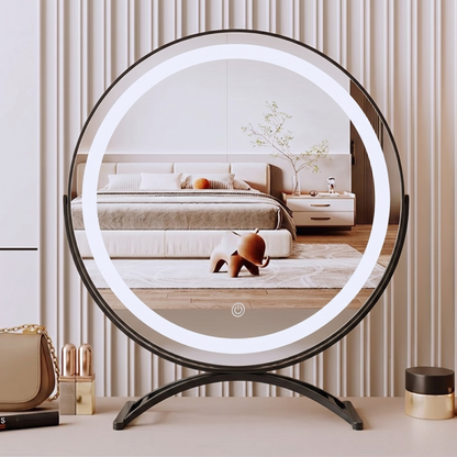 Elegant Touch | Lighted Makeup Mirror with 360° Rotation & Tri-Tone Lighting | Cordless Design for Versatile Grooming