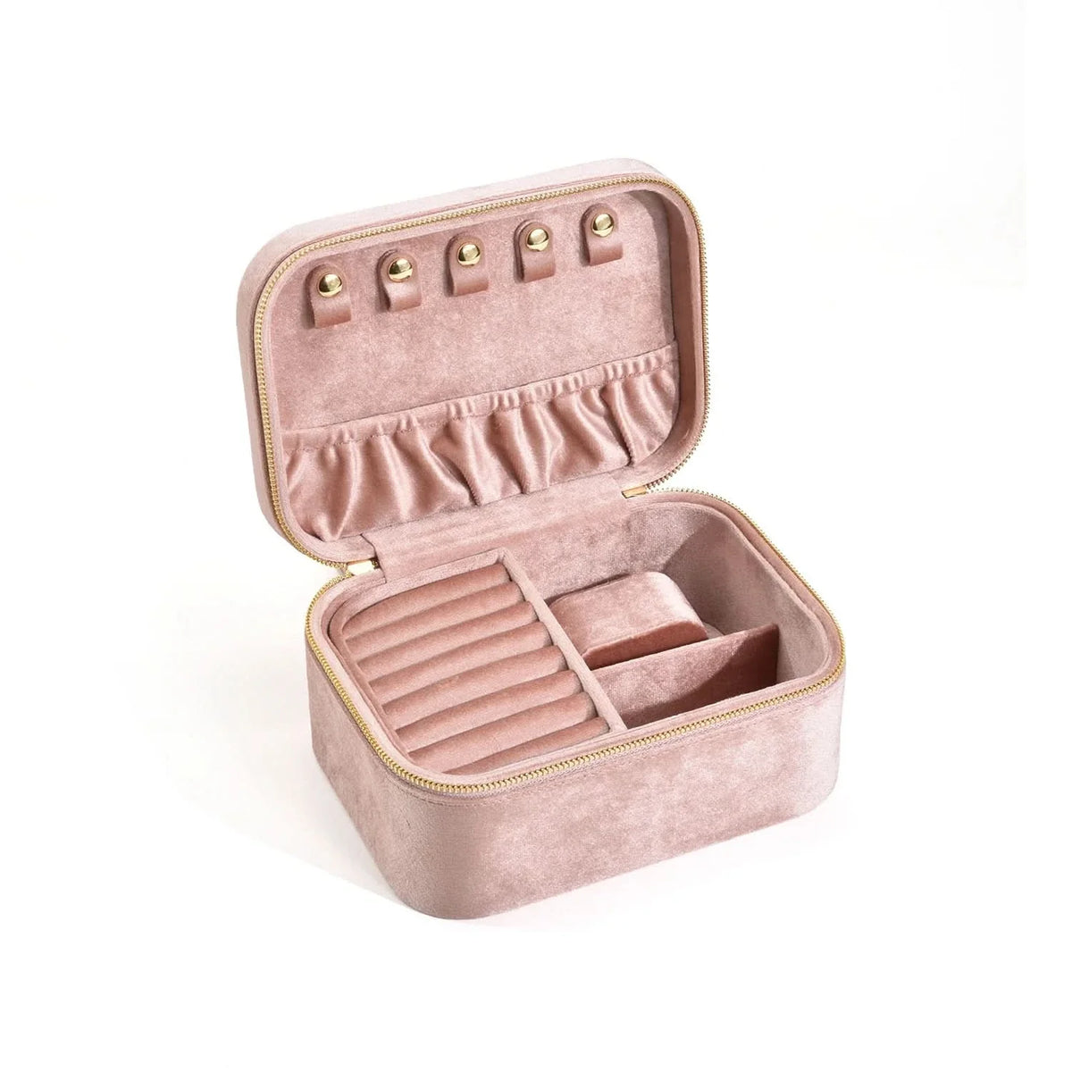 LUXEFLOW – Suede Travel Jewelry Case with Elegant Storage Design