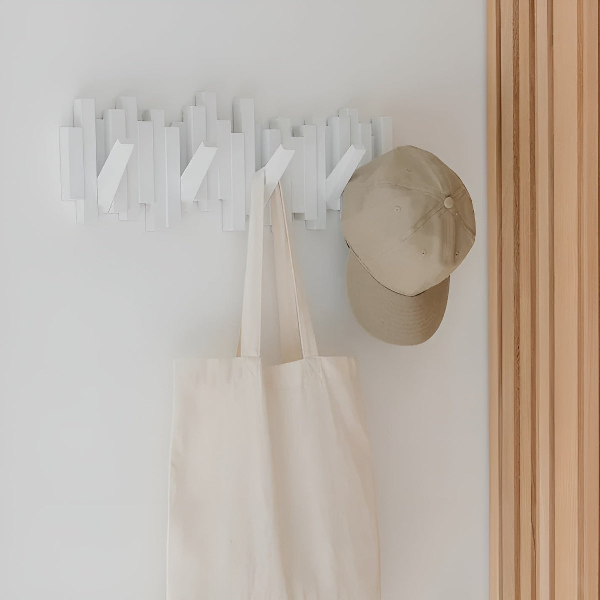 Elegant Wall Mounted Coat Rack with Foldable Hooks | Space-Saving Design for Organized Entryways