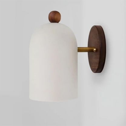 Elegant Walnut Wall Sconces with Brass Arm and Soft White Shade – Contemporary Design for Modern Ambiance