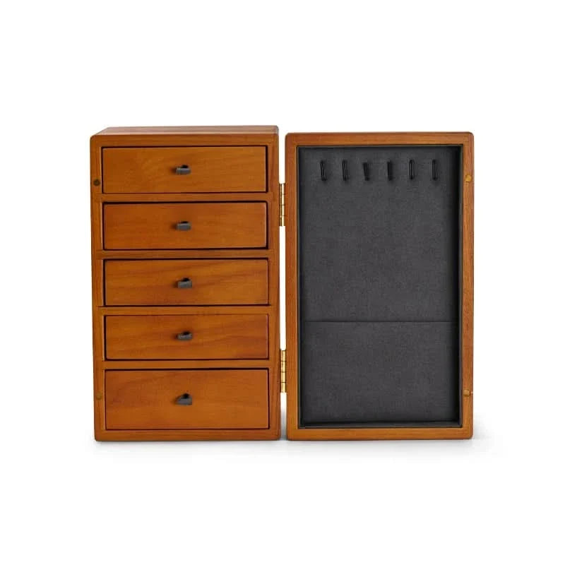LUXELIVA – Elegant Wooden Jewelry Box with Multi-Layer Storage