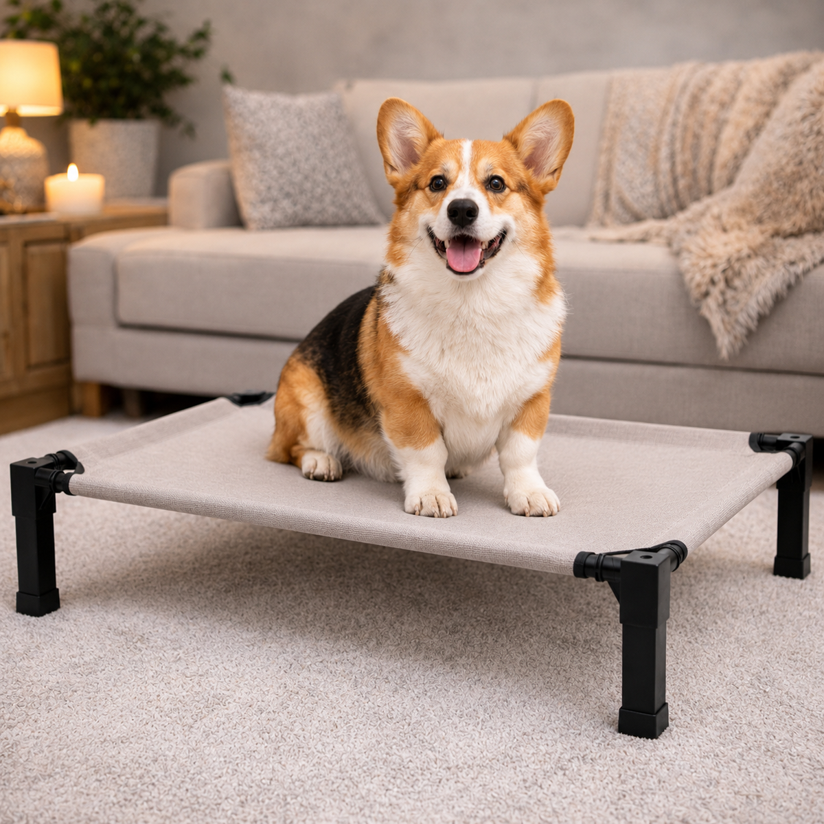 Elevated Dog Bed with Breathable Mesh Fabric & Chew-Proof Design for Ultimate Comfort
