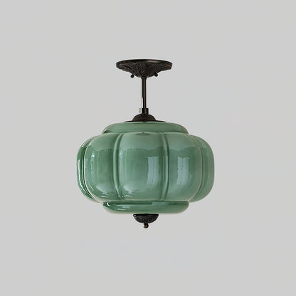 Semi-Flush Glass Ceiling Light with Metal Canopy and Dimmable Socket – Modern Ambient Fixture for Bathroom, Bedroom, Hallway, Entryway