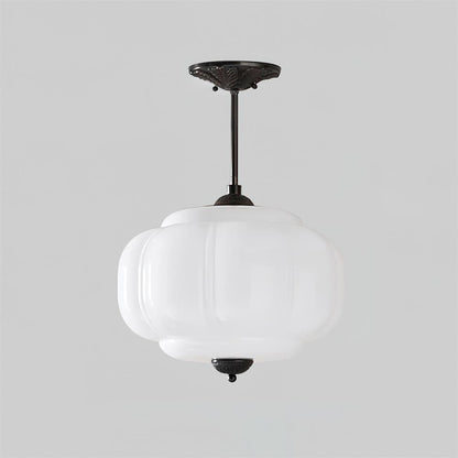 Semi-Flush Glass Ceiling Light with Metal Canopy and Dimmable Socket – Modern Ambient Fixture for Bathroom, Bedroom, Hallway, Entryway