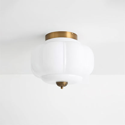 Flush Mount Glass Pendant Light 15 in Jade Green Shade Hardwired E26 E27 Socket Handblown Artisan Finish for Bedroom Bathroom Hallway Entryw