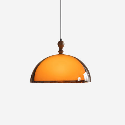Hanging Ceiling Light Fixture with Walnut Wood Accent and Acrylic Shade 14 Inch Diameter for Kitchen Island Dining Room Table Adjustable Hei