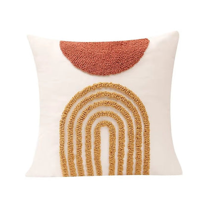 Elysia Cushion Cover - Cotton Velvet, Geometric Embroidery