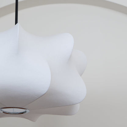 3-Light Silk Cloud Hanging Fixture White 24 in Adjustable Ceiling Mount E27 for Dining Room Living Room Kitchen Modern Indoor Overhead Light