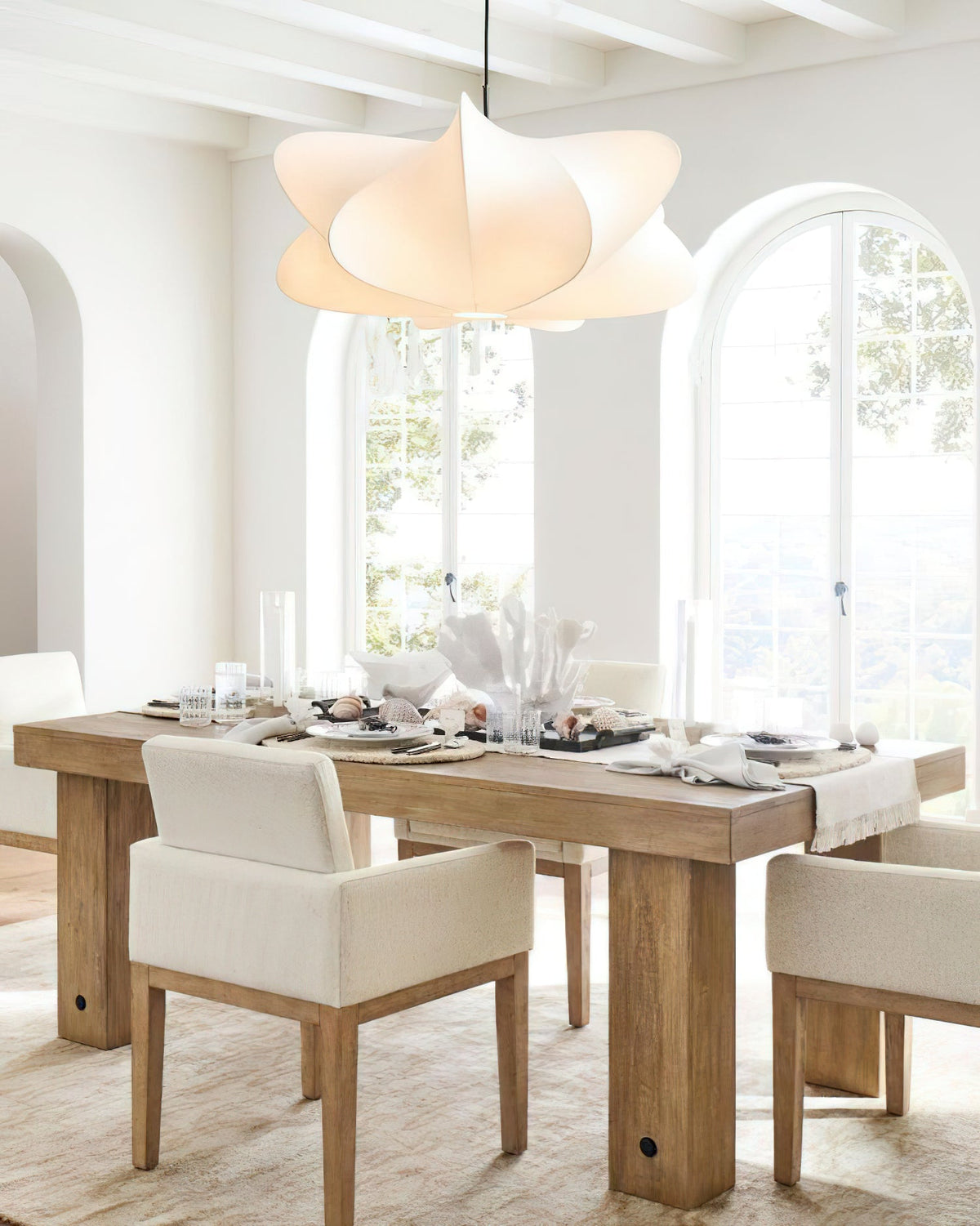 3-Light Silk Cloud Hanging Fixture White 24 in Adjustable Ceiling Mount E27 for Dining Room Living Room Kitchen Modern Indoor Overhead Light