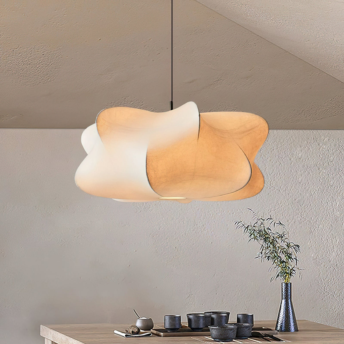 3-Light Silk Cloud Hanging Fixture White 24 in Adjustable Ceiling Mount E27 for Dining Room Living Room Kitchen Modern Indoor Overhead Light