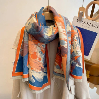 Elysia Scarf for Women - Microfiber Blend, Floral Jacquard Design