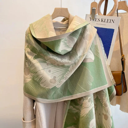 Elysia Scarf for Women - Microfiber Blend, Floral Jacquard Design