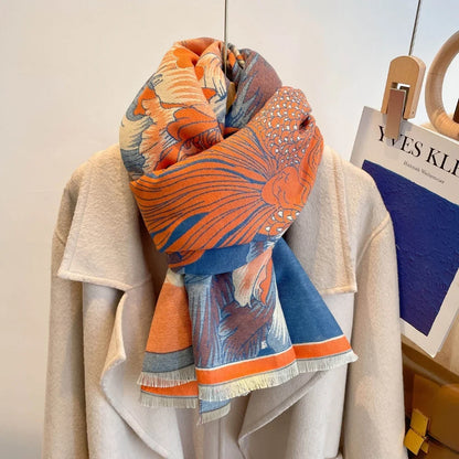 Elysia Scarf for Women - Microfiber Blend, Floral Jacquard Design