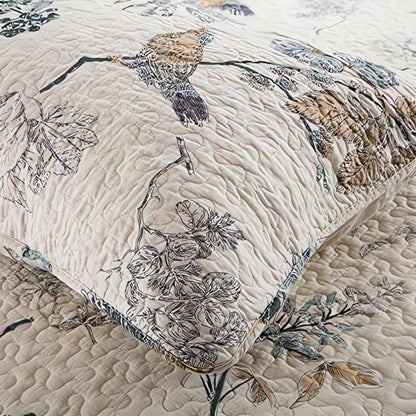 Elysian Floral Coverlet Set - Japanese style, Microfiber, Reversible 3-Piece