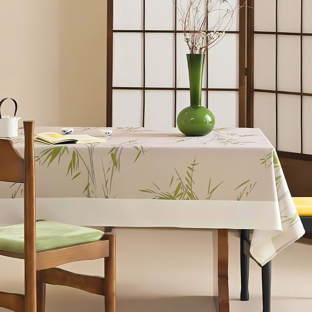 Elysian Zen Tablecloth - Durable Polyester, Bamboo-Inspired Design