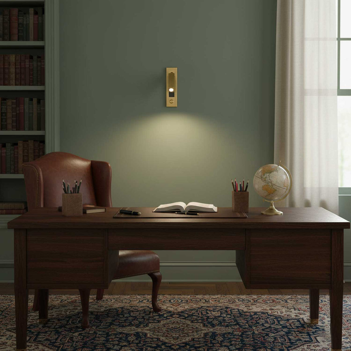 Adjustable Reading Sconce Wall-Mount Aluminum Task Light for Bedside & Study