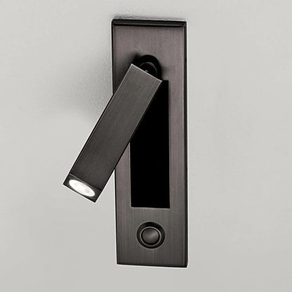Recessed LED Reading Light 2 in Aluminum Adjustable Bedside Sconce Black Flush Mount for Bedroom Wall Nightstand Task Lighting Hidden Switch