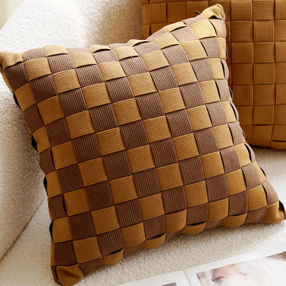 Embroidered Throw Pillow Cover with Animal Prints and Abstract Patterns – 17.72 × 17.72 inch