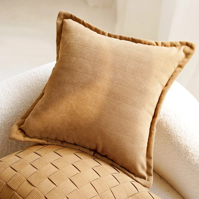 Embroidered Throw Pillow Cover with Animal Prints and Abstract Patterns – 17.72 × 17.72 inch